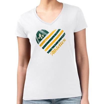 Athletics G-III 4Her by Carl Banks Women's Super-Slim Fit Lightweight Heart V-Neck T-Shirt - White