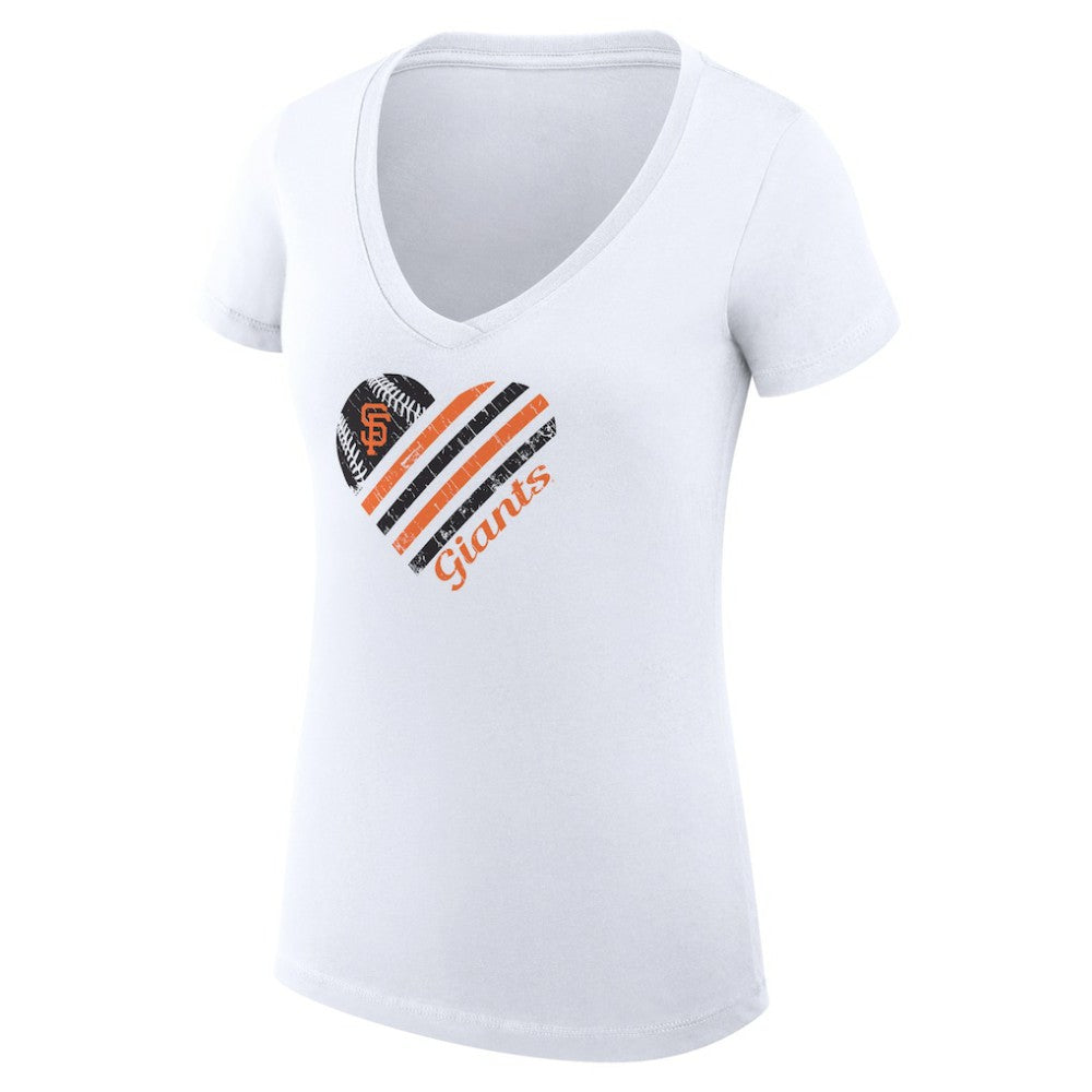 San Francisco Giants G-III 4Her by Carl Banks Women's Super-Slim Fit Lightweight Heart V-Neck T-Shirt - White