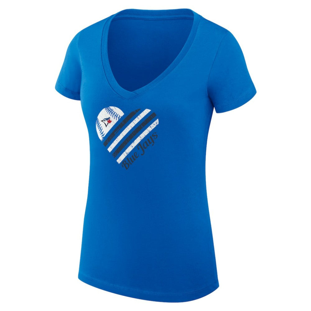 Toronto Blue Jays G-III 4Her by Carl Banks Women's Super-Slim Fit Lightweight Heart V-Neck T-Shirt - Royal