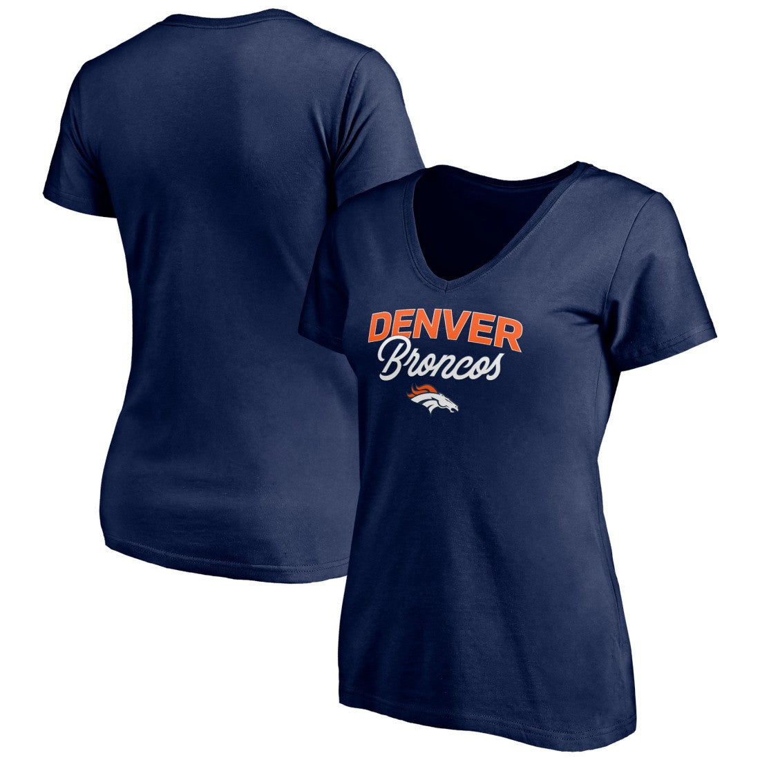 Denver Broncos Women's Depth Chart V-Neck T-Shirt - Navy outlet
