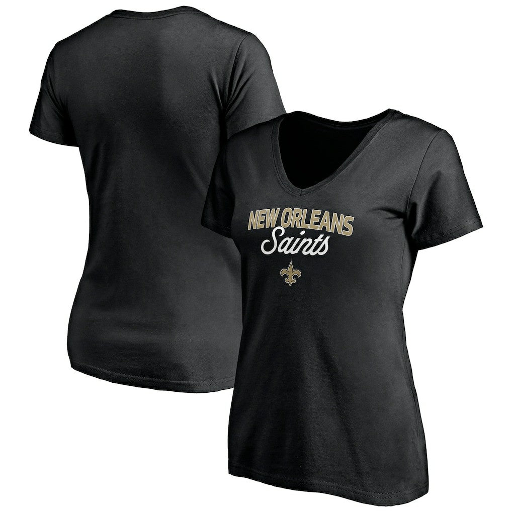 New Orleans Saints Women's Depth Chart V-Neck T-Shirt - Black cheap