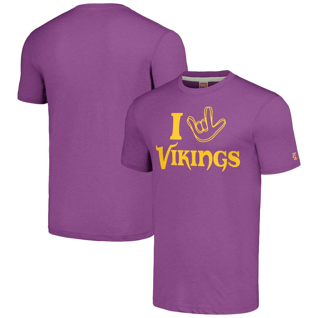 Minnesota Vikings Homage Unisex The NFL ASL Collection by Love Sign Tri-Blend T-Shirt - Purple for sale
