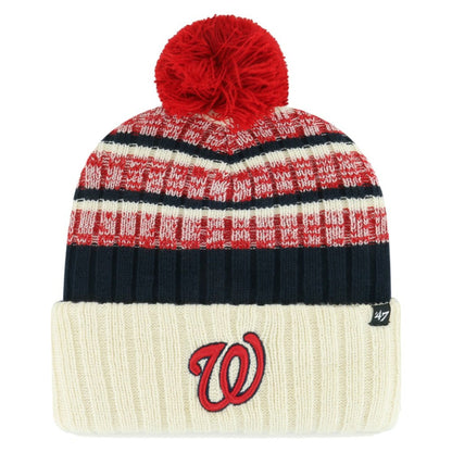 Washington Nationals Tavern Cuffed Knit Hat with Pom - Natural | 47 brand