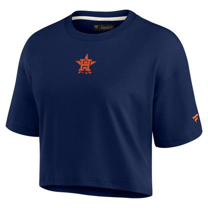 Houston Astros Women's Elements Super Soft Boxy Cropped T-Shirt - Navy
