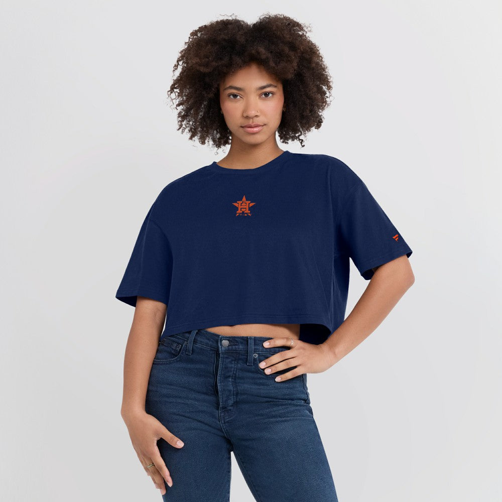 Houston Astros Women's Elements Super Soft Boxy Cropped T-Shirt - Navy