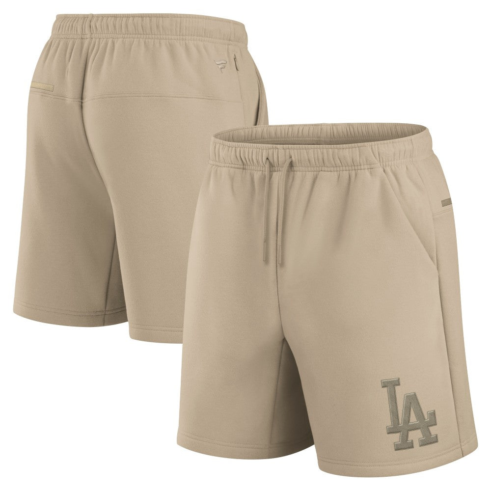 Los Angeles Dodgers Unisex Elements Super Soft Fleece Shorts - Khaki