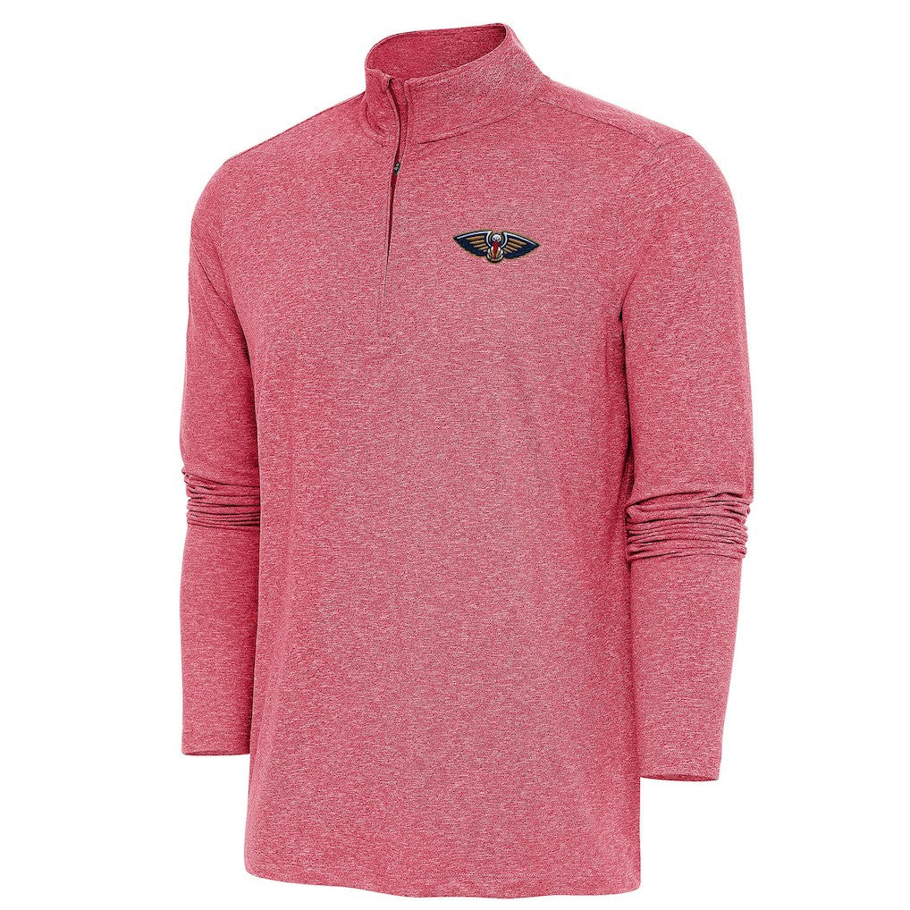 New Orleans Pelicans Antigua Hunk Quarter-Zip Pullover Top - Heather Red cheap
