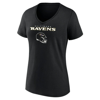 Baltimore Ravens Women's Personalized Name & Number Team Wordmark V-Neck T-Shirt - Black for sale