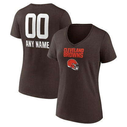 Cleveland Browns Women's Personalized Name & Number Team Wordmark V-Neck T-Shirt - Brown cheap