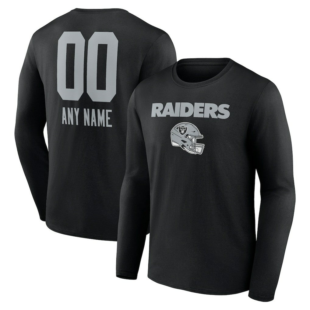 Las Vegas Raiders Personalized Name & Number Team Wordmark Long Sleeve T-Shirt - Black sale