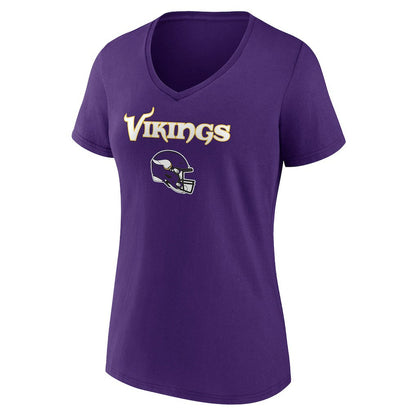 Minnesota Vikings Women's Personalized Name & Number Team Wordmark V-Neck T-Shirt - Purple sale
