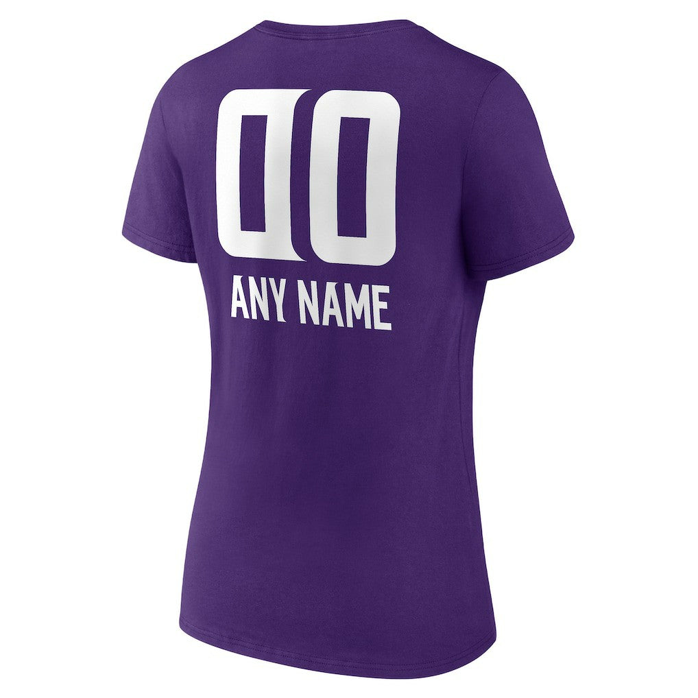 Minnesota Vikings Women's Personalized Name & Number Team Wordmark V-Neck T-Shirt - Purple sale