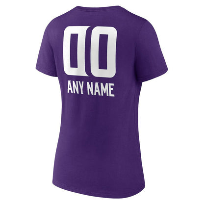 Minnesota Vikings Women's Personalized Name & Number Team Wordmark V-Neck T-Shirt - Purple sale