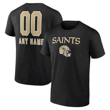 New Orleans Saints Personalized Name & Number Team Wordmark T-Shirt - Black for sale