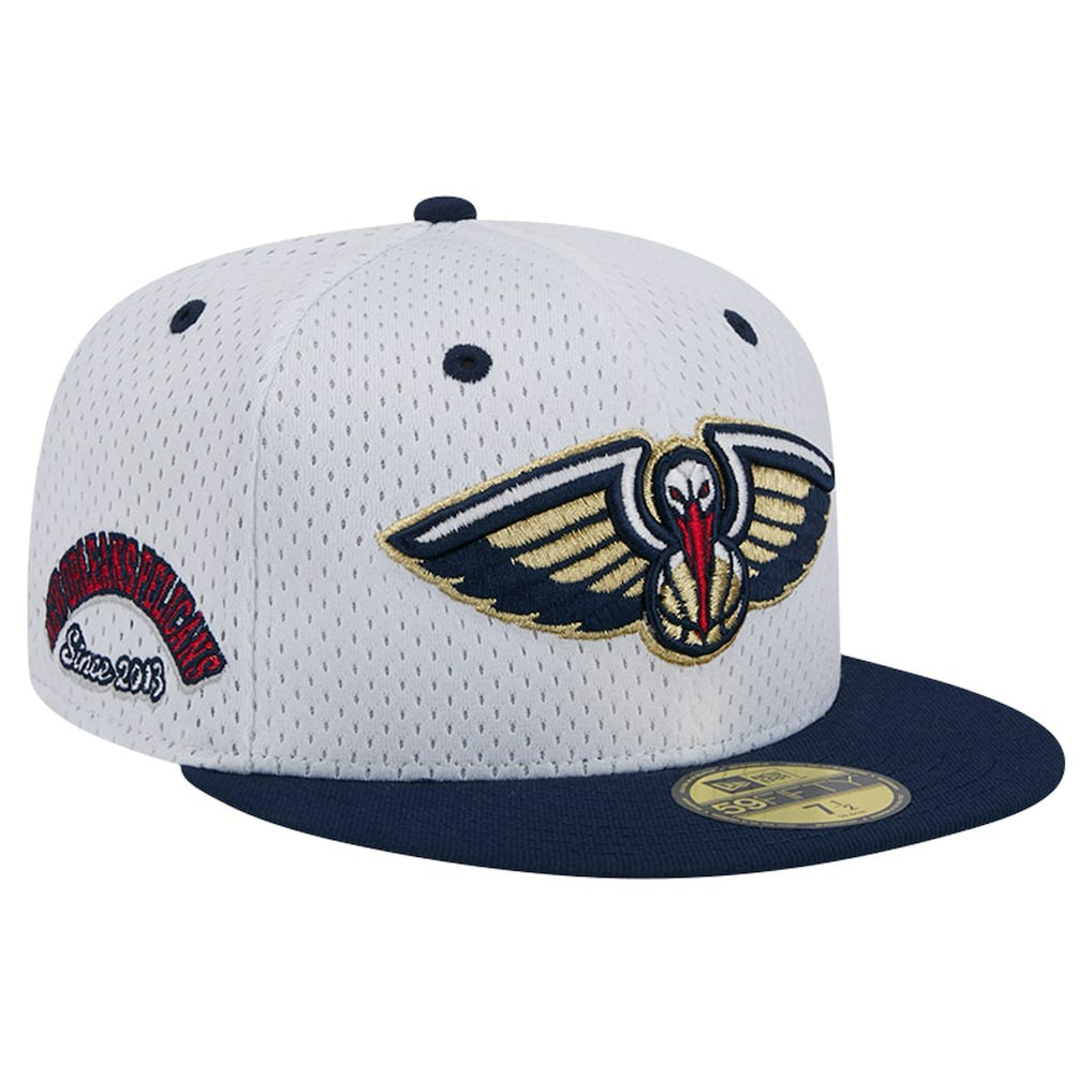 New Orleans Pelicans Throwback 2Tone 59FIFTY Fitted Hat - White/Navy | New Era sale