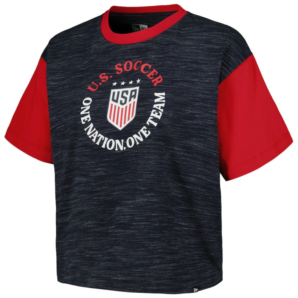 USWNT 5th & Ocean by New Era Women's Athletic Cross Back Cropped T-Shirt - Navy | New Era shop