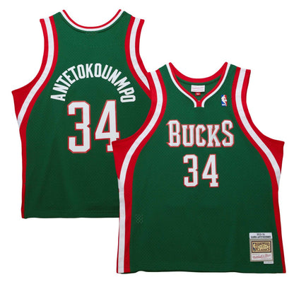 Giannis Antetokounmpo Milwaukee Bucks 2013/14 Hardwood Classics Swingman Jersey - Hunter Green | Mitchell & Ness outlet