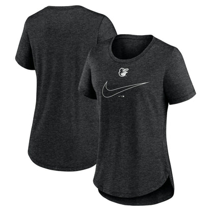 Baltimore Orioles Women's Big Swoosh Tri-Blend Scoop Neck T-Shirt - Charcoal | Nike