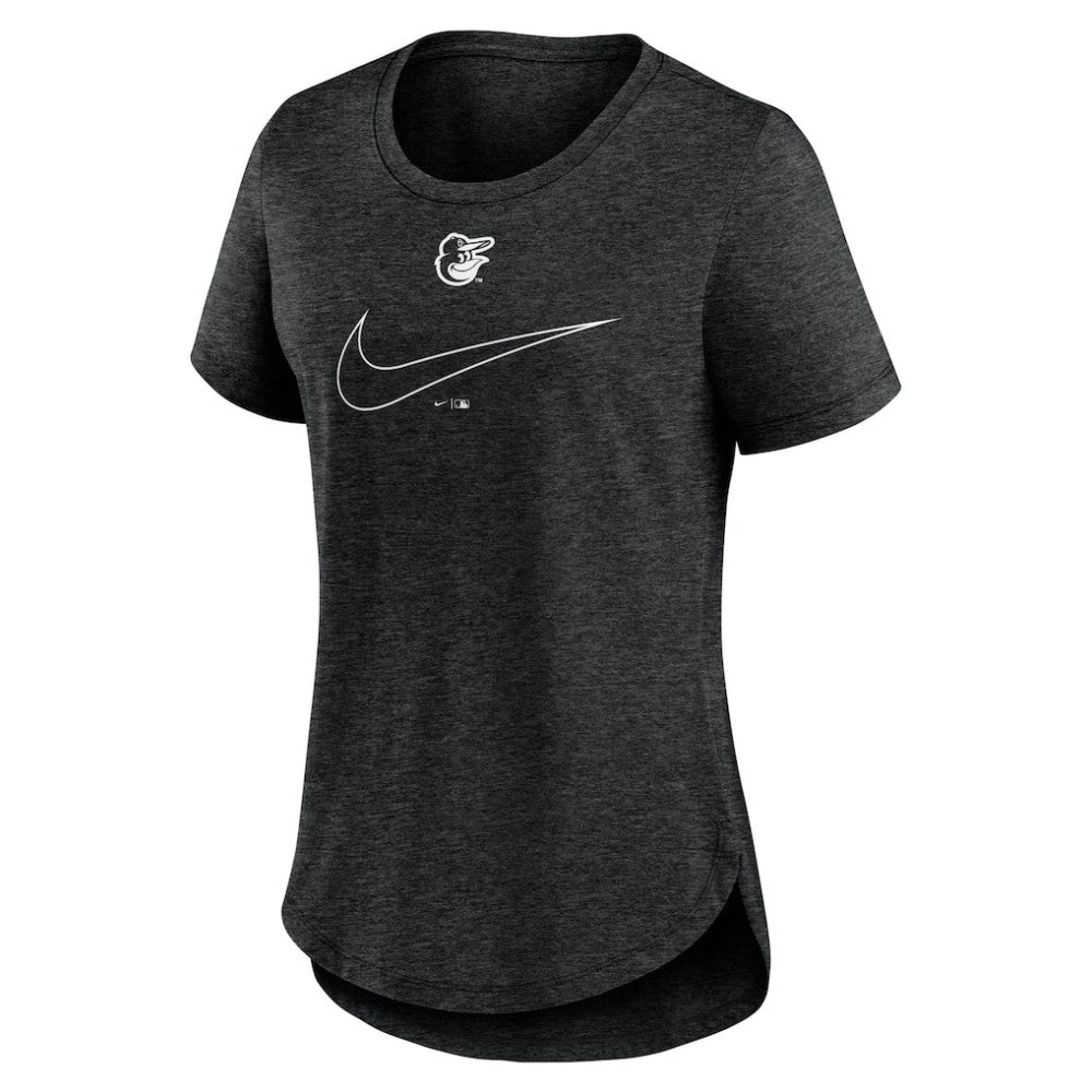 Baltimore Orioles Women's Big Swoosh Tri-Blend Scoop Neck T-Shirt - Charcoal | Nike