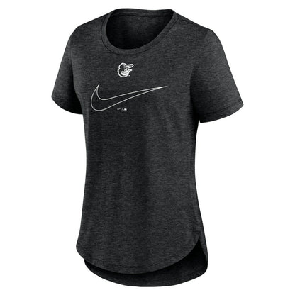 Baltimore Orioles Women's Big Swoosh Tri-Blend Scoop Neck T-Shirt - Charcoal | Nike