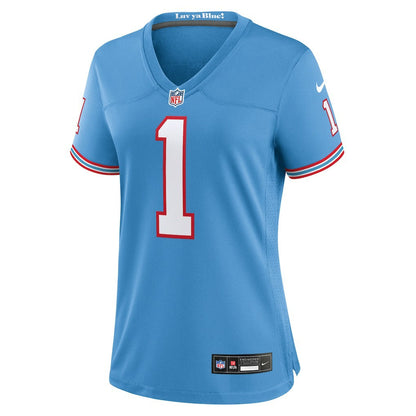 Warren Moon Tennessee Titans Women's Oilers Throwback Retired Player Game Jersey - Light Blue | Nike for sale