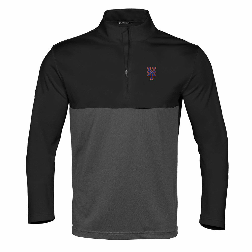 New York Mets Levelwear Pursue Insignia 2.0 Quarter-Zip Pullover Top - Black/Charcoal