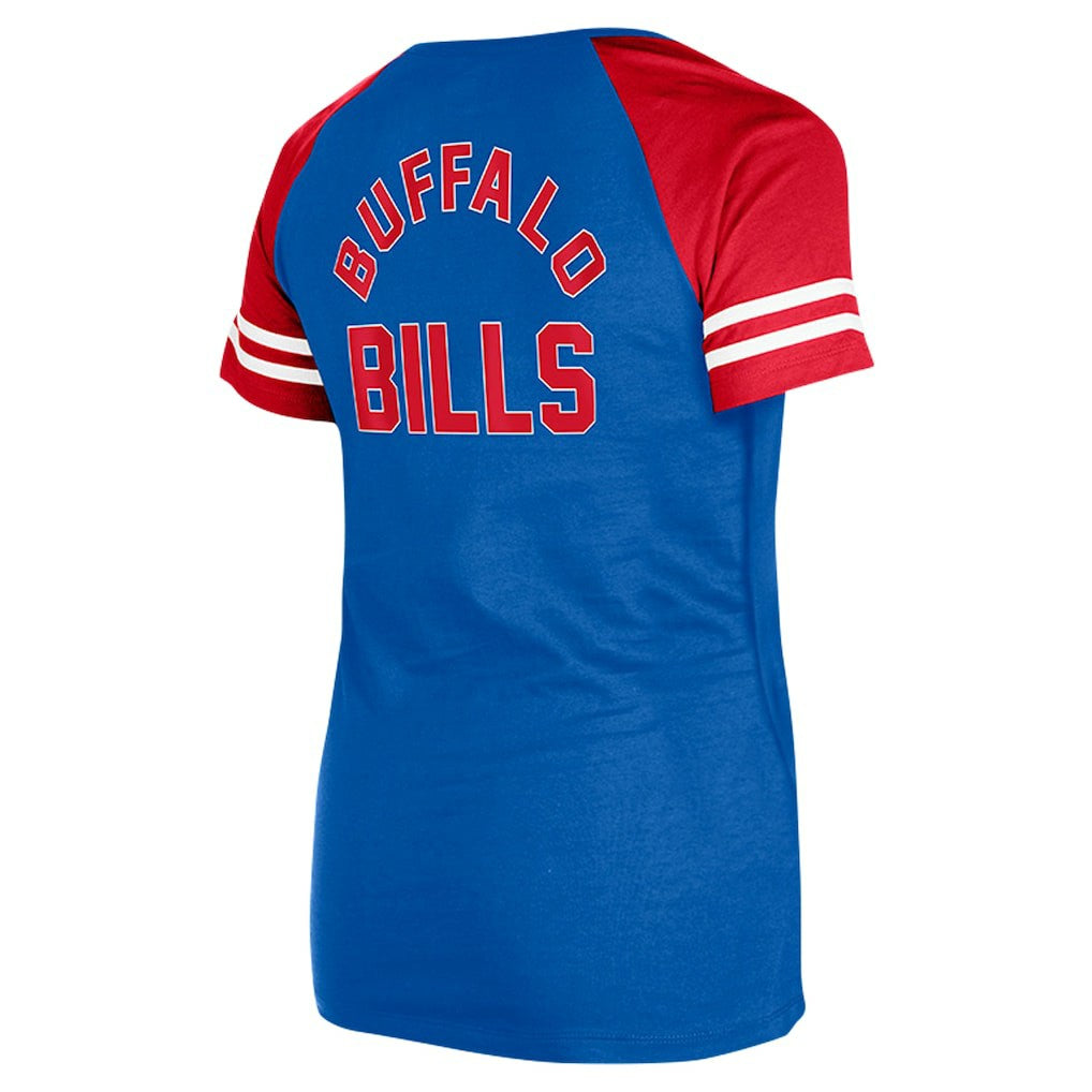 Buffalo Bills New Era Women's Throwback Lace-Up Raglan T-Shirt - Royal discount