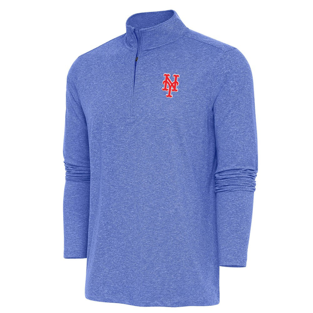New York Mets Antigua Hunk Quarter-Zip Pullover Top - Heather Royal