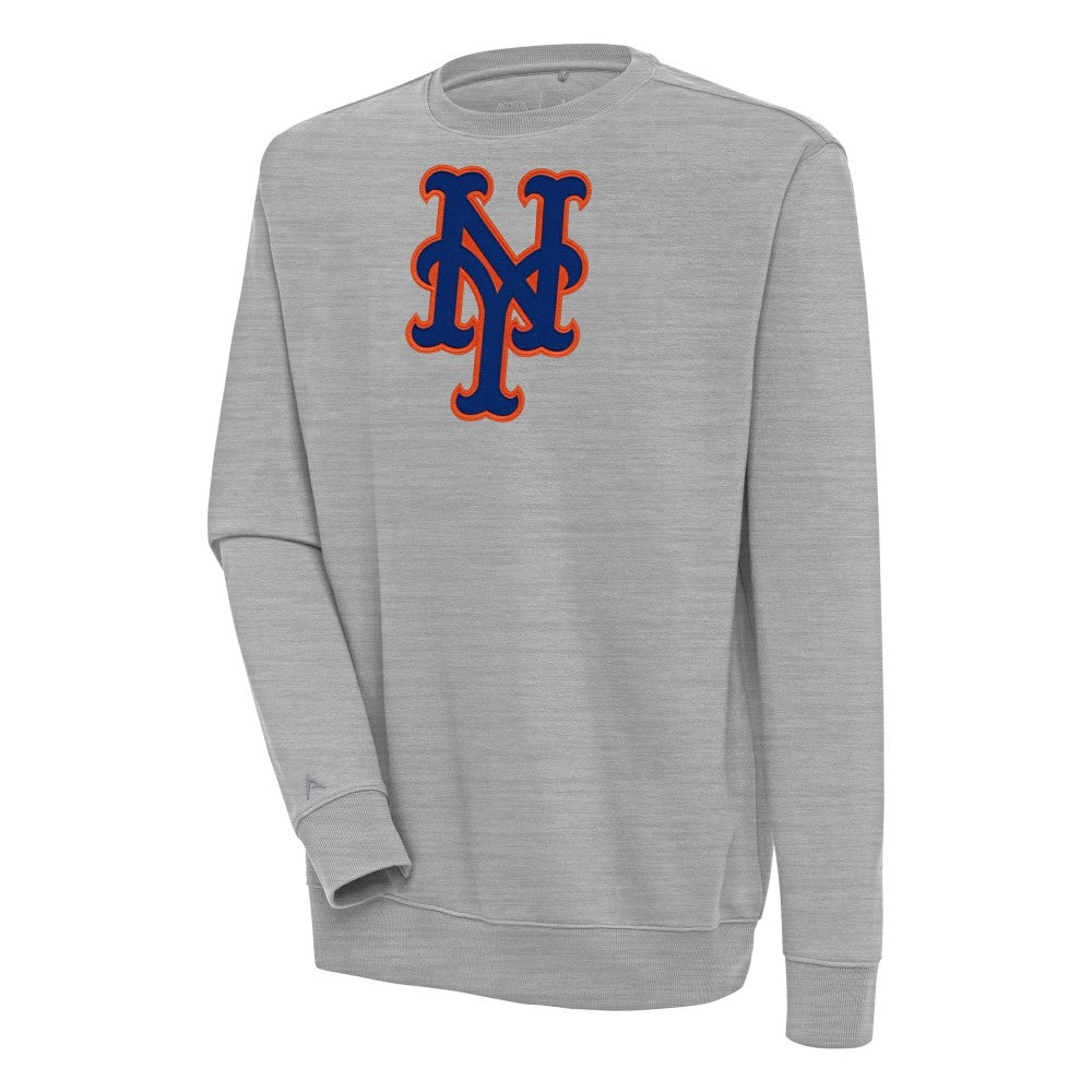 New York Mets Antigua Victory Pullover Sweatshirt - Heather Gray