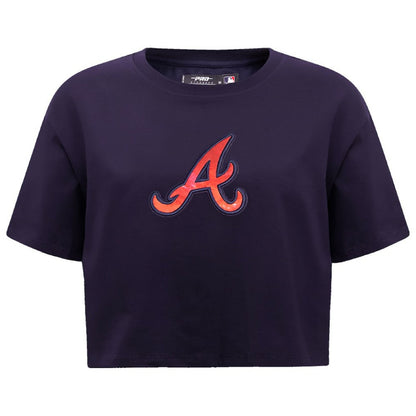 Atlanta Braves Pro Standard Women's Painted Sky Boxy Cropped T-Shirt - Navy