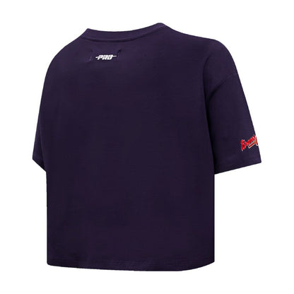 Atlanta Braves Pro Standard Women's Painted Sky Boxy Cropped T-Shirt - Navy