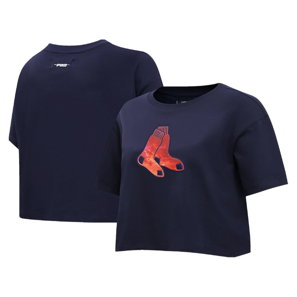 Boston Red Sox Pro Standard Women's Painted Sky Boxy Cropped T-Shirt - Navy