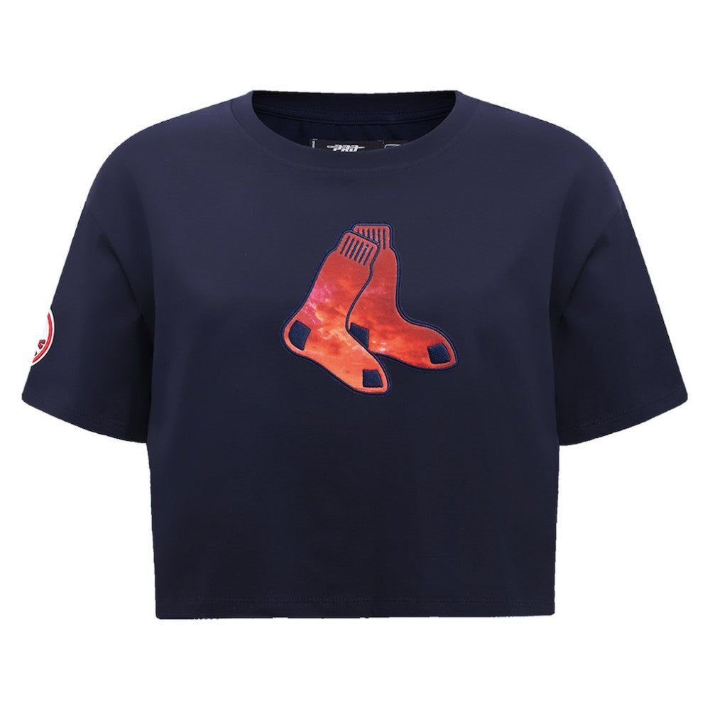 Boston Red Sox Pro Standard Women's Painted Sky Boxy Cropped T-Shirt - Navy