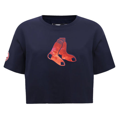 Boston Red Sox Pro Standard Women's Painted Sky Boxy Cropped T-Shirt - Navy