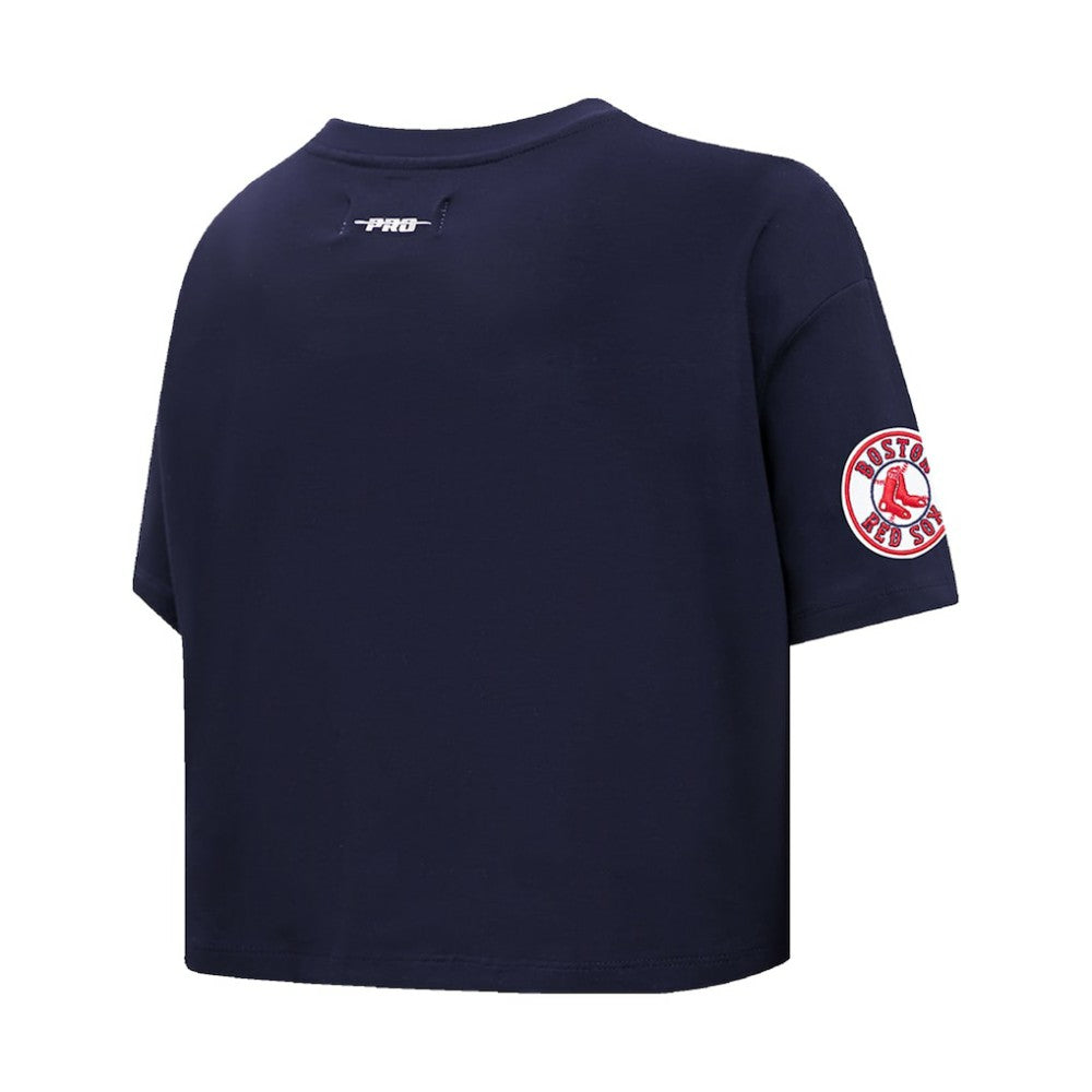 Boston Red Sox Pro Standard Women's Painted Sky Boxy Cropped T-Shirt - Navy