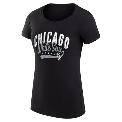 Chicago White Sox G-III 4Her by Carl Banks Women's Super-Slim Fit Lightweight Filigree Team T-Shirt - Black