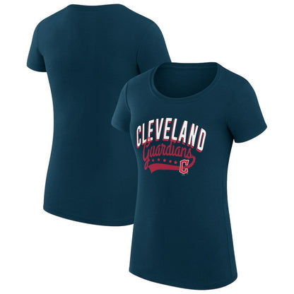 Cleveland Guardians G-III 4Her by Carl Banks Women's Super-Slim Fit Lightweight Filigree Team T-Shirt - Navy