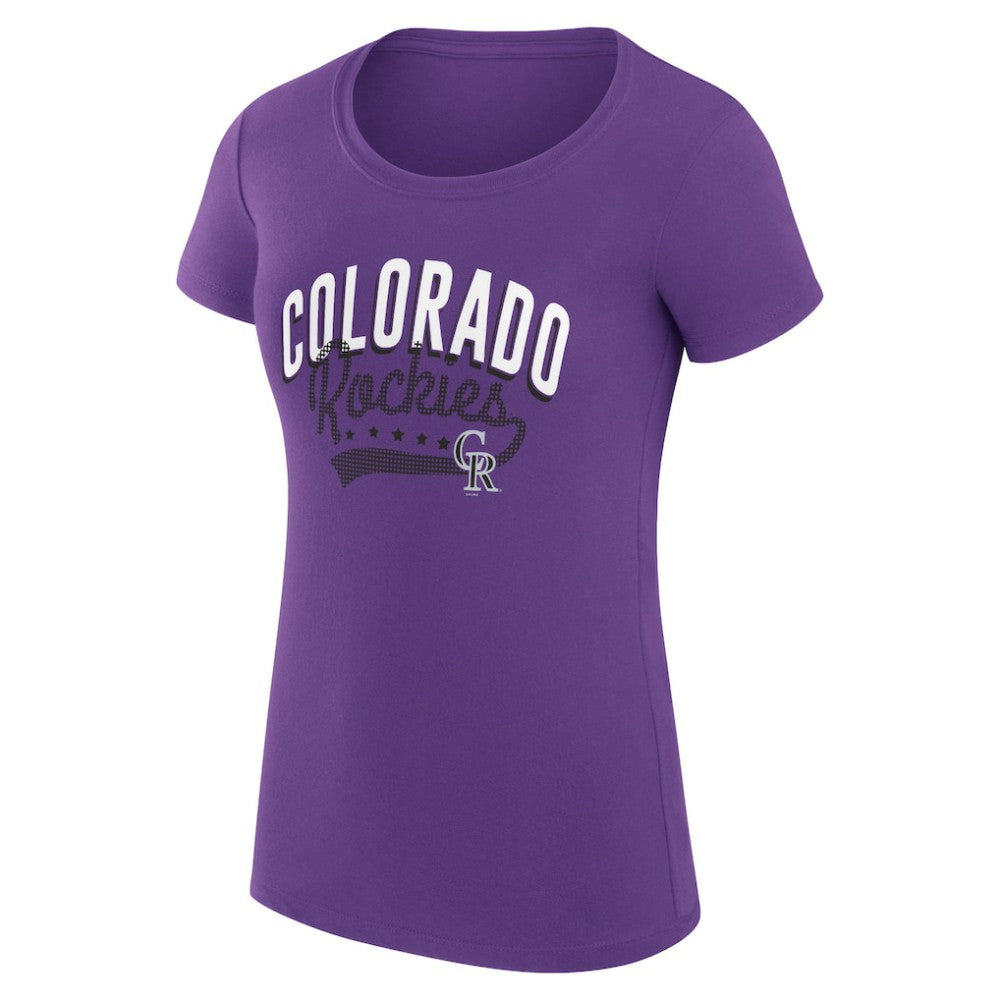Colorado Rockies G-III 4Her by Carl Banks Women's Super-Slim Fit Lightweight Filigree Team T-Shirt - Purple
