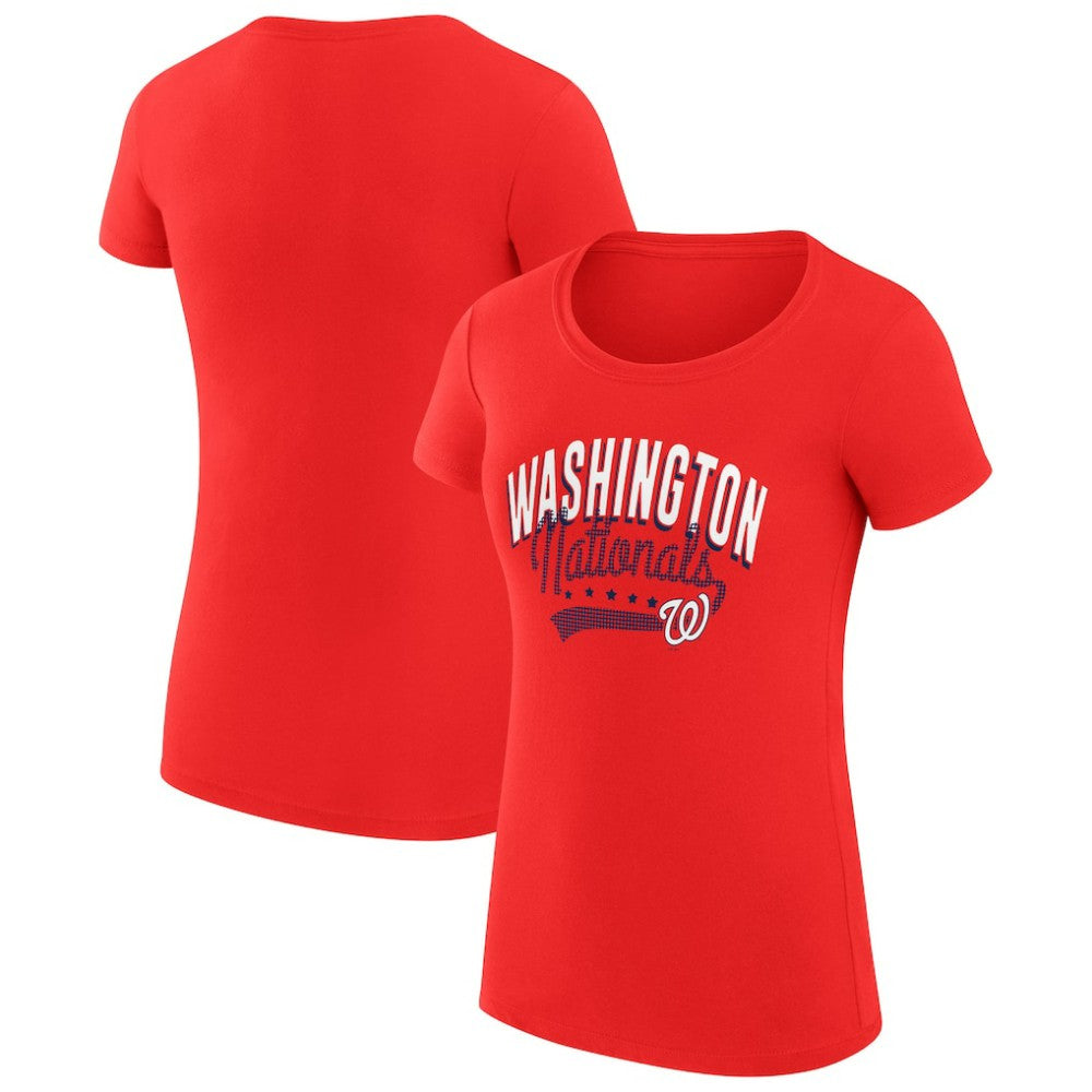 Washington Nationals G-III 4Her by Carl Banks Women's Super-Slim Fit Lightweight Filigree Team T-Shirt - Red