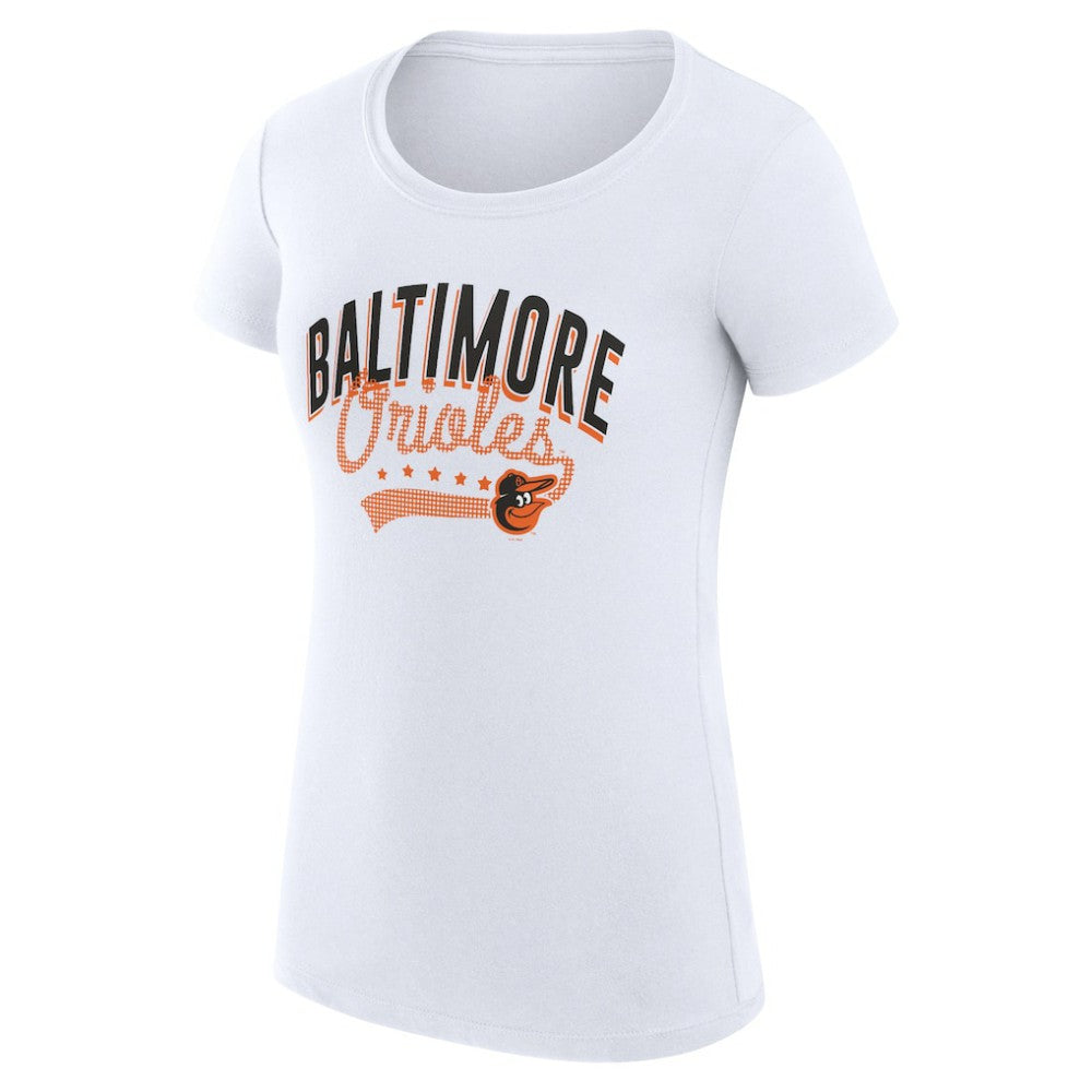 Baltimore Orioles G-III 4Her by Carl Banks Women's Super-Slim Fit Lightweight Filigree Team T-Shirt - White