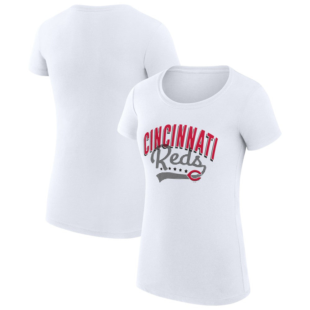 Cincinnati Reds G-III 4Her by Carl Banks Women's Super-Slim Fit Lightweight Filigree Team T-Shirt - White