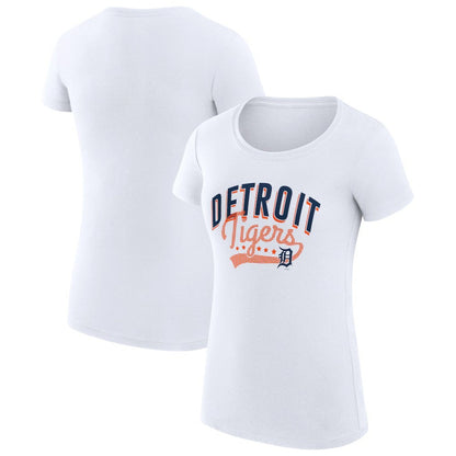 Detroit Tigers G-III 4Her by Carl Banks Women's Super-Slim Fit Lightweight Filigree Team T-Shirt - White