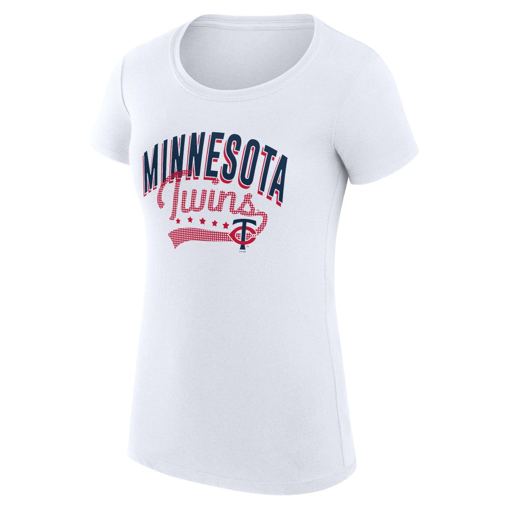 Minnesota Twins G-III 4Her by Carl Banks Women's Super-Slim Fit Lightweight Filigree Team T-Shirt - White