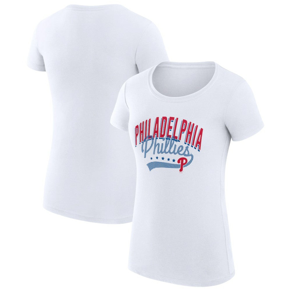 Philadelphia Phillies G-III 4Her by Carl Banks Women's Super-Slim Fit Lightweight Filigree Team T-Shirt - White