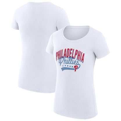 Philadelphia Phillies G-III 4Her by Carl Banks Women's Super-Slim Fit Lightweight Filigree Team T-Shirt - White