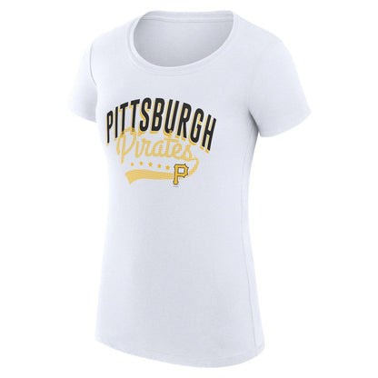 Pittsburgh Pirates G-III 4Her by Carl Banks Women's Super-Slim Fit Lightweight Filigree Team T-Shirt - White