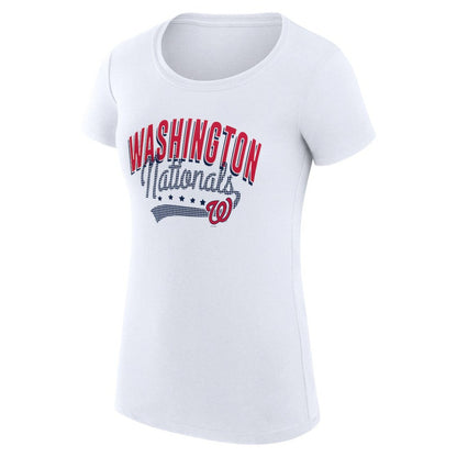 Washington Nationals G-III 4Her by Carl Banks Women's Super-Slim Fit Lightweight Filigree Team T-Shirt - White