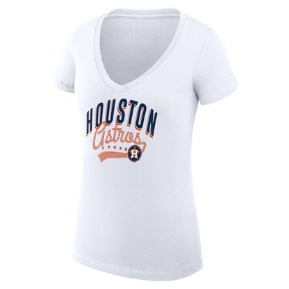 Houston Astros G-III 4Her by Carl Banks Women's Super-Slim Fit Lightweight Filigree Team V-Neck T-Shirt - White