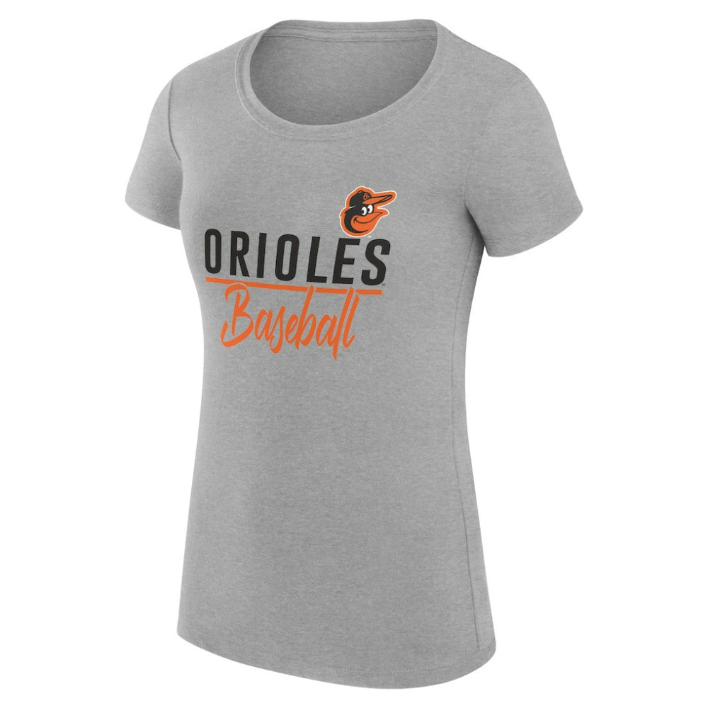 Baltimore Orioles G-III 4Her by Carl Banks Women's Super-Slim Fit Lightweight Team Graphic T-Shirt - Heather Gray