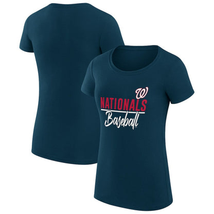 Washington Nationals G-III 4Her by Carl Banks Women's Super-Slim Fit Lightweight Team Graphic T-Shirt - Navy